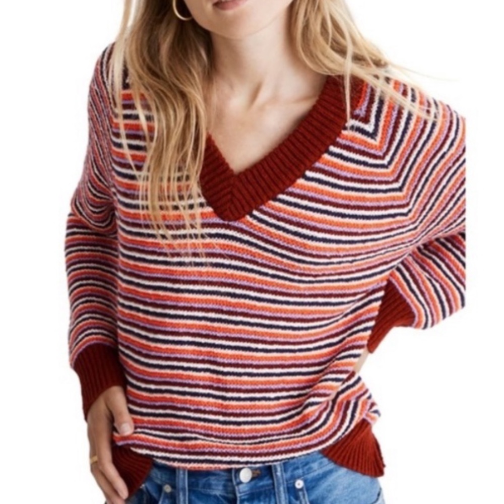 NWT Madewell Arden Striped V-Neck Crop size S